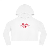 a women's crop hoodie with a heart on it